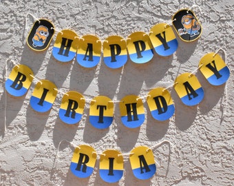 Minion Birthday Banner Decorations for kids | Customized kids birthday Party decorations | Minion Despicable Me Birthday Banner Decorations