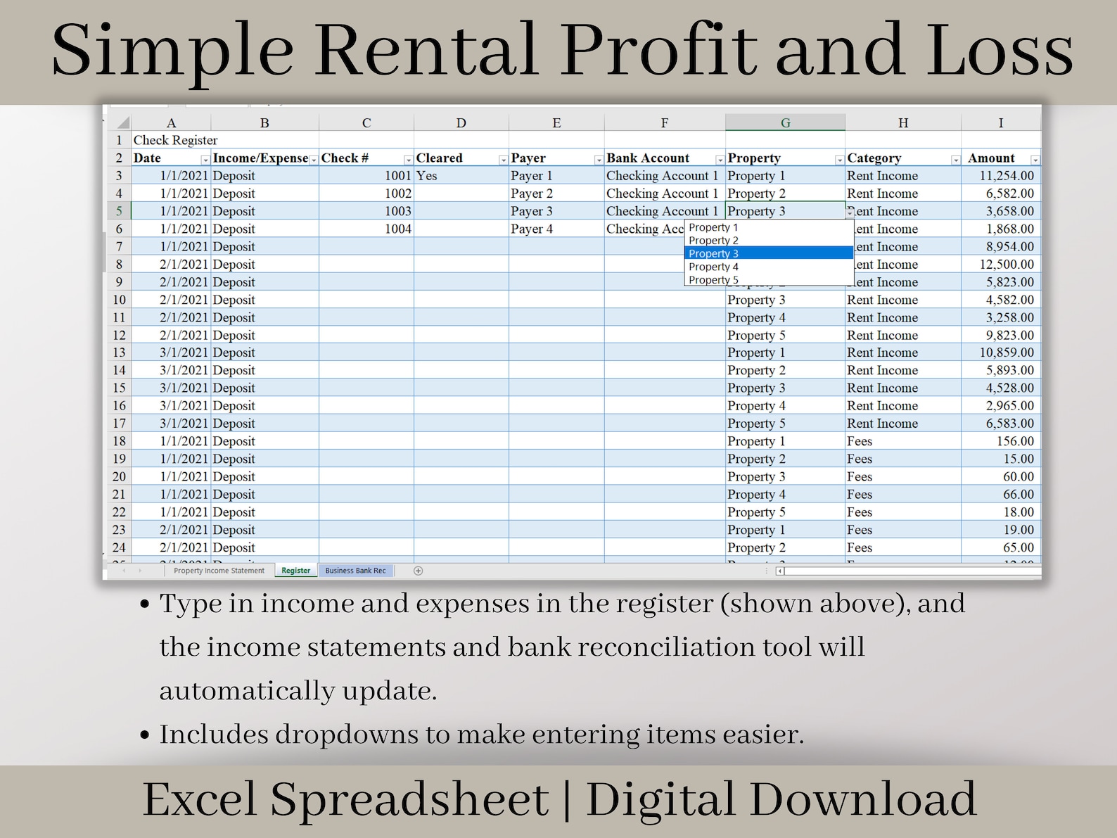 Rental Income Statement Spreadsheet and Customer and Payor Tracker Rental Income Statement Spreadsheet and Customer and Payor Tracker