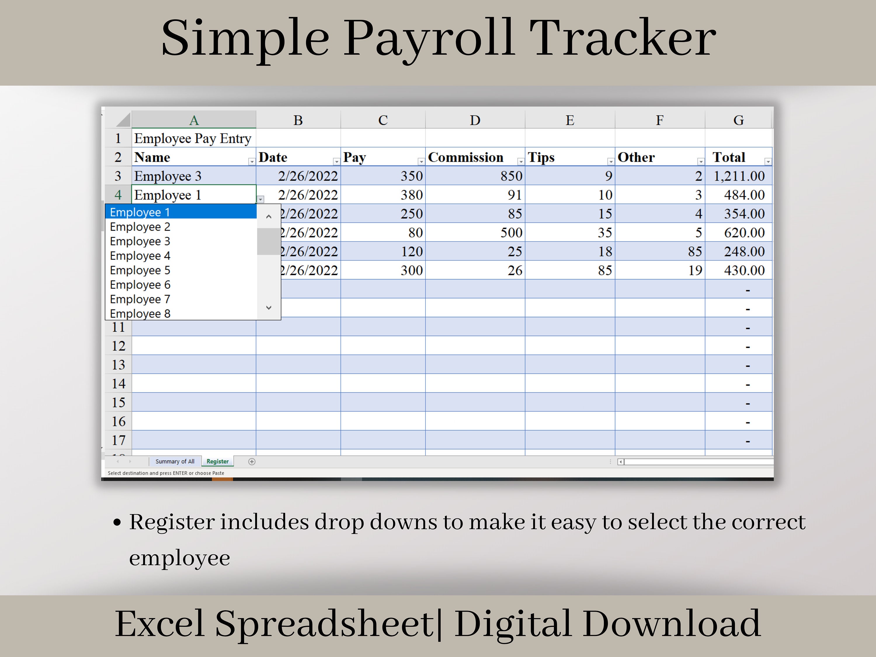 Payroll Summary Report: Employee Payroll Tracker Excel Spreadsheet ...