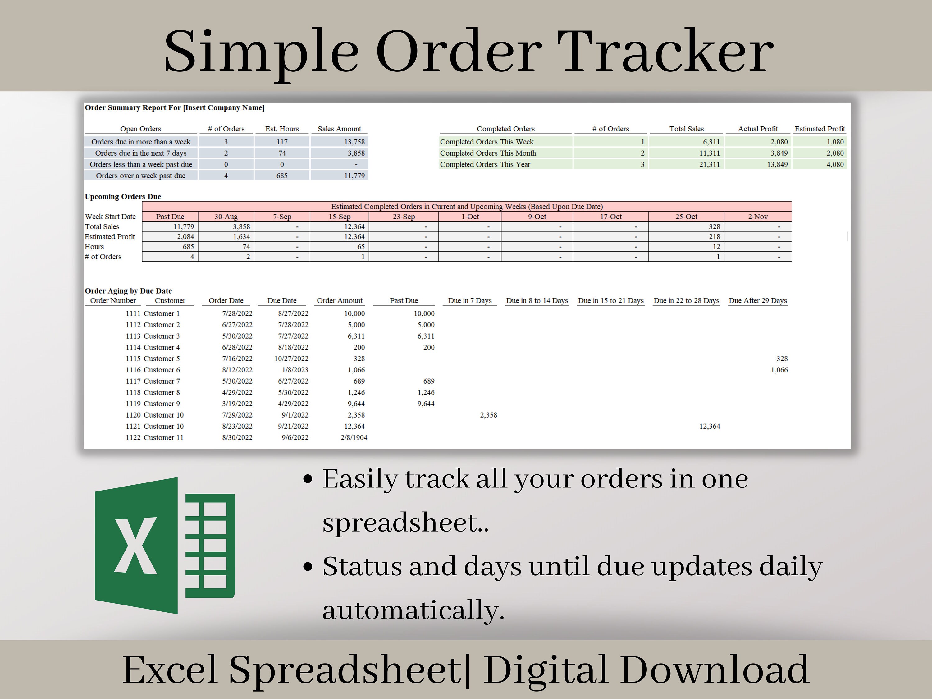 Small Business Order Tracker Spreadsheet Excel Template Easily Track 
