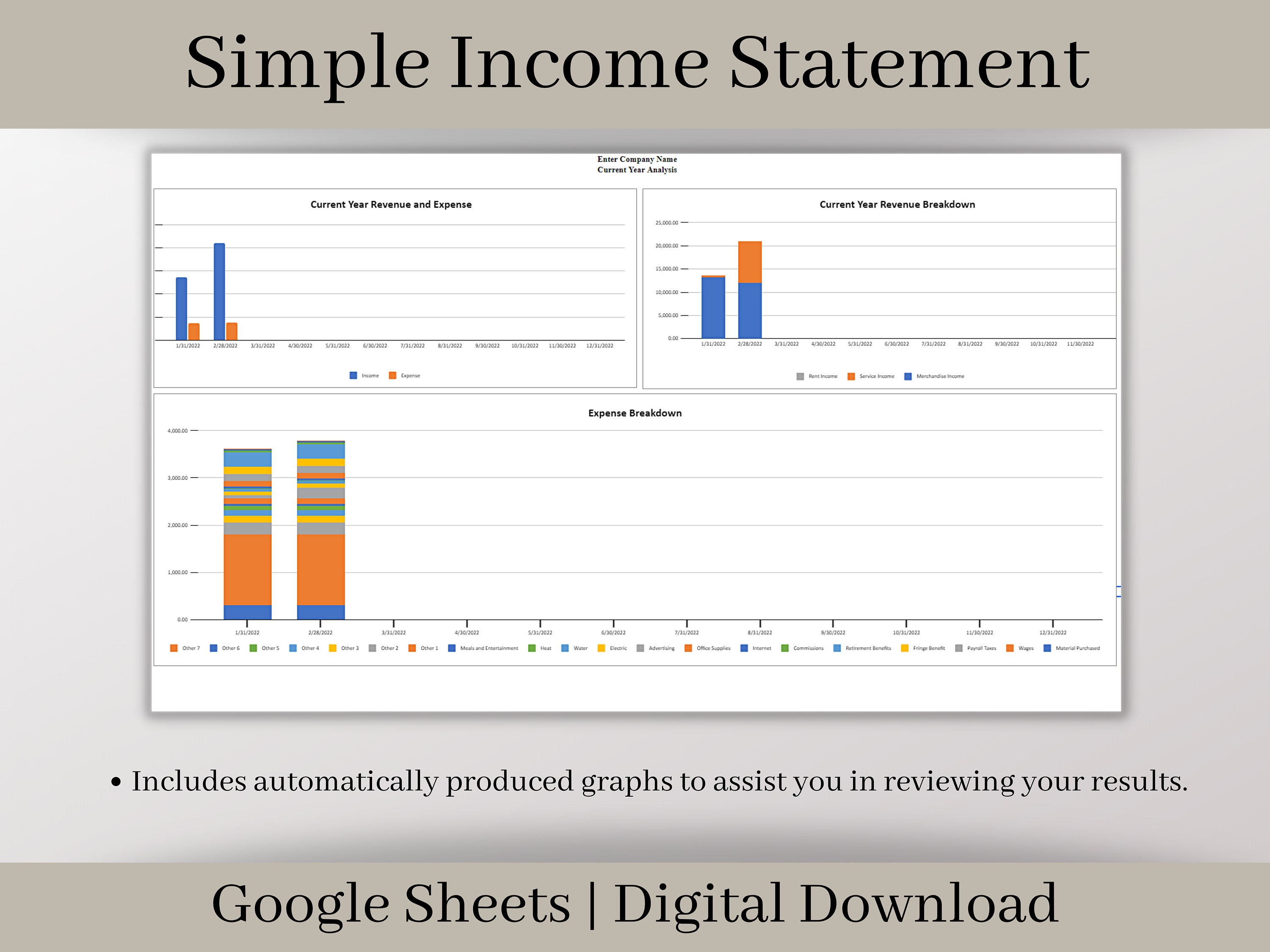 Buy Automated Income Statement Google Sheets Template Easy to Online in  India 