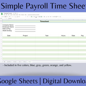 Payroll Time Sheet Easy to Use Employee Time Card Report - Etsy