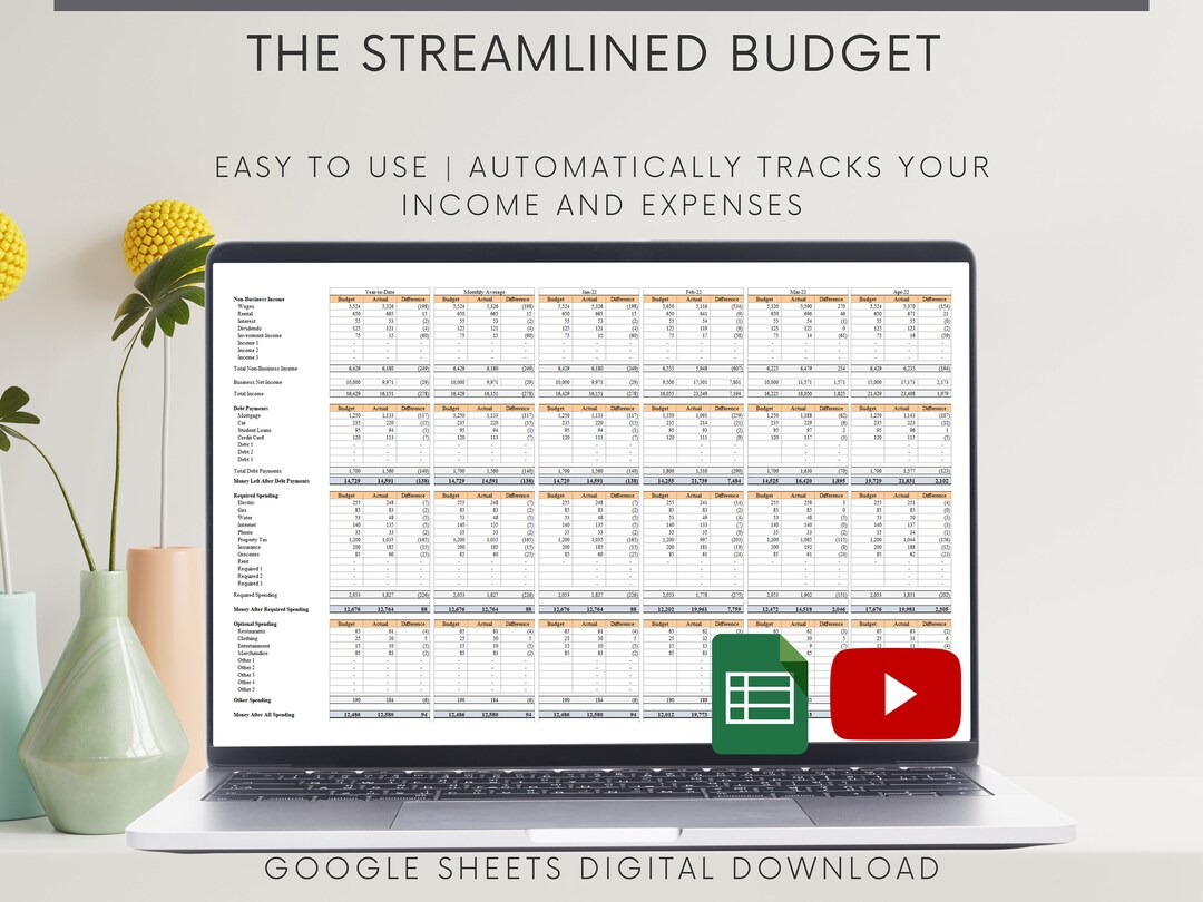 Monthly Budget Spreadsheet: Income & Expense Tracker (google Sheets ...