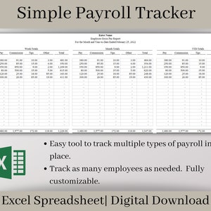 Summary Payroll Report, easy to use employee payroll tracker, summarize each payroll check into one report, excel payroll spreadsheet