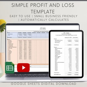 Automated Profit and Loss Statement: Google Sheets Template (Digital Download)