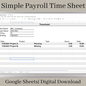 Payroll Time Sheet, Easy to Use Employee Time Card Report, Google ...