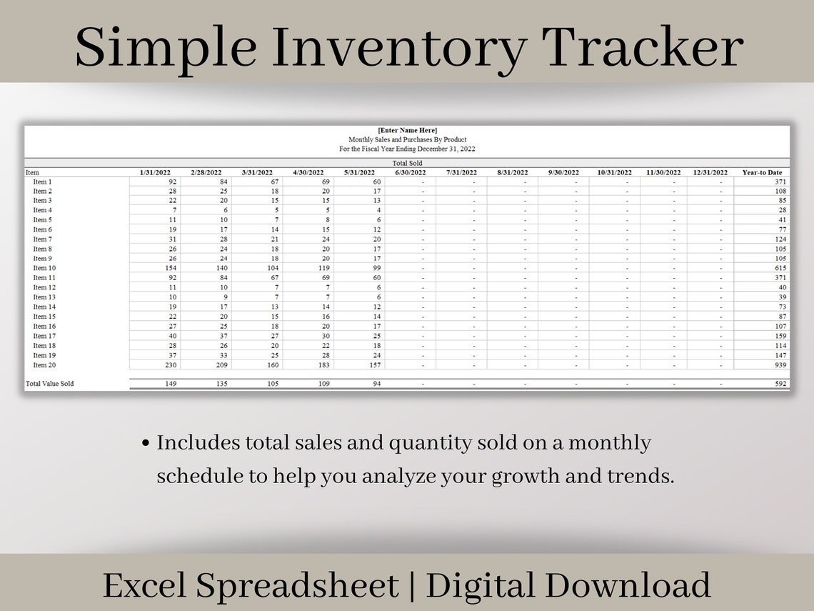 Inventory Tracker, Inventory Management Spreadsheet, Excel Template ...