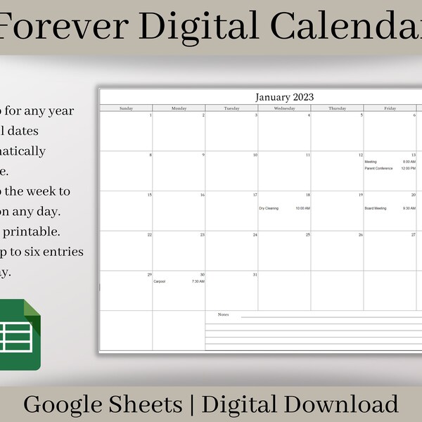 Google Docs Monthly Calendar Etsy