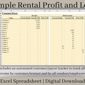 Simple Rental Income Form Rental Income Statement Spreadsheet: Landlord Excel Template (digital ...