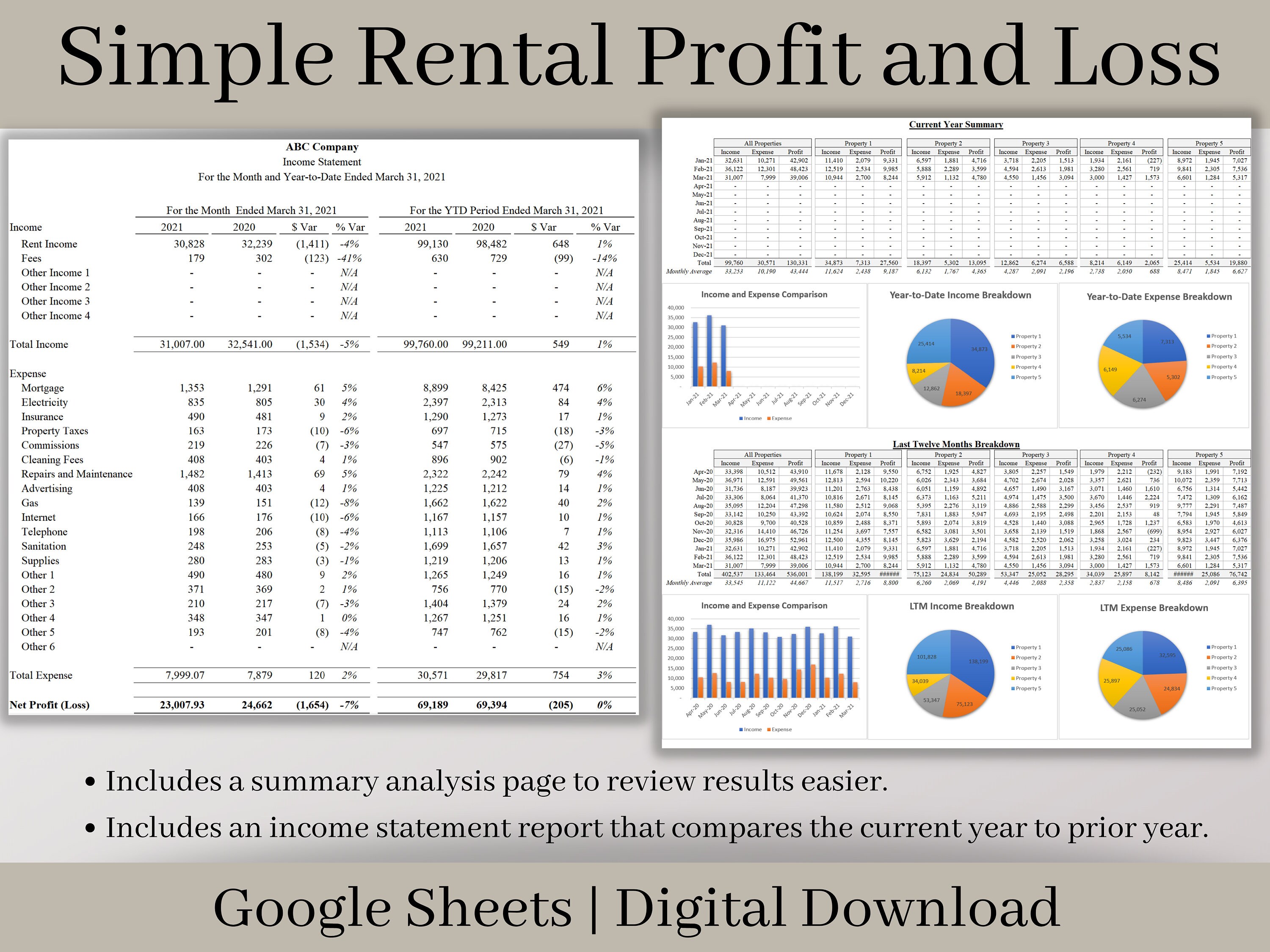 Rental Statement Spreadsheet and Bank Reconciliation Tool