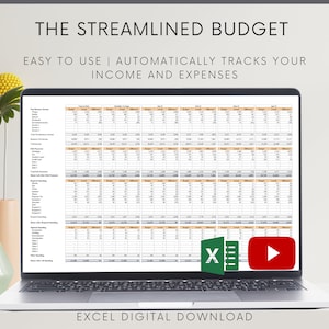 Simple Monthly Budget Spreadsheet, Excel Template, Easy to use income and expense tracker.  Bank Reconciliation Tool Included.