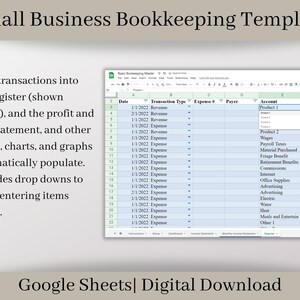 Small Business Bookkeeping Spreadsheet: Profit and Loss (google Sheets ...