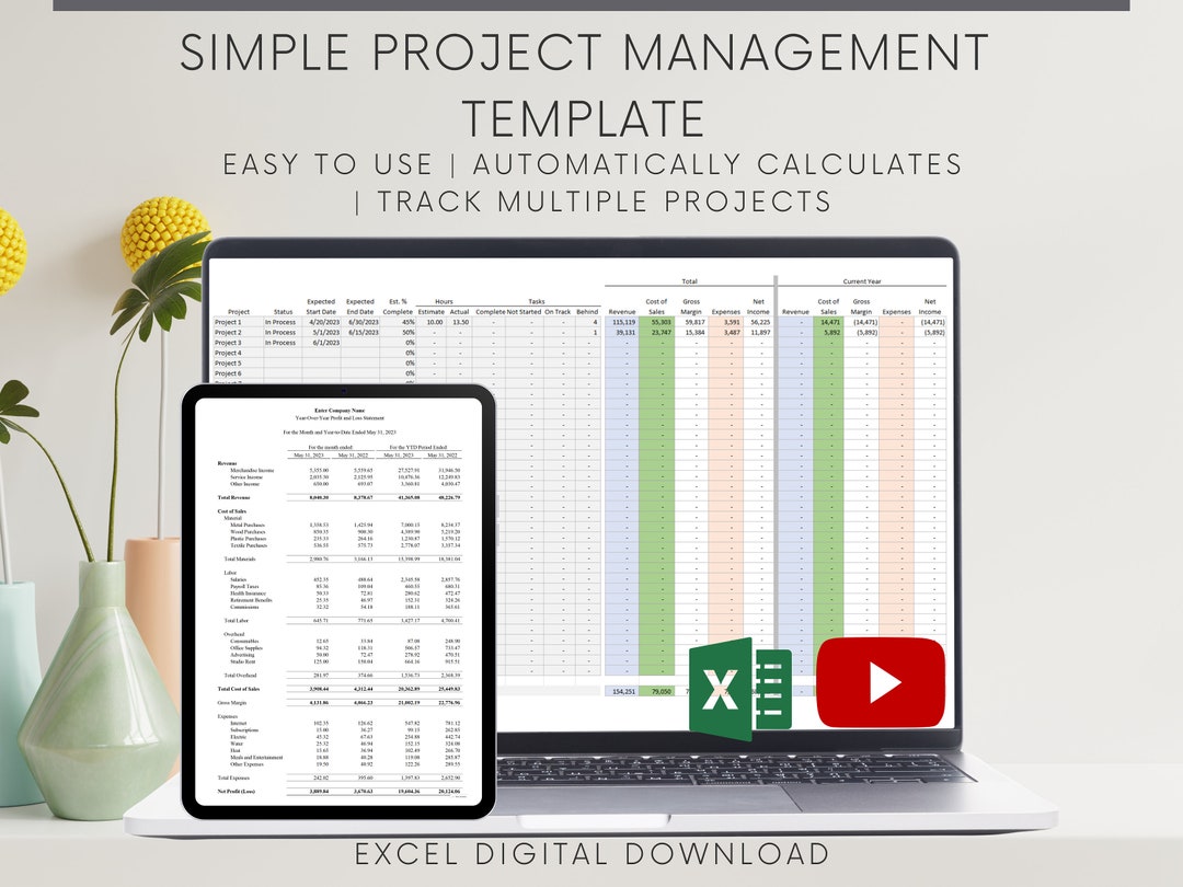 Project Management Excel Template: Gantt Chart, Budgeting (digital ...