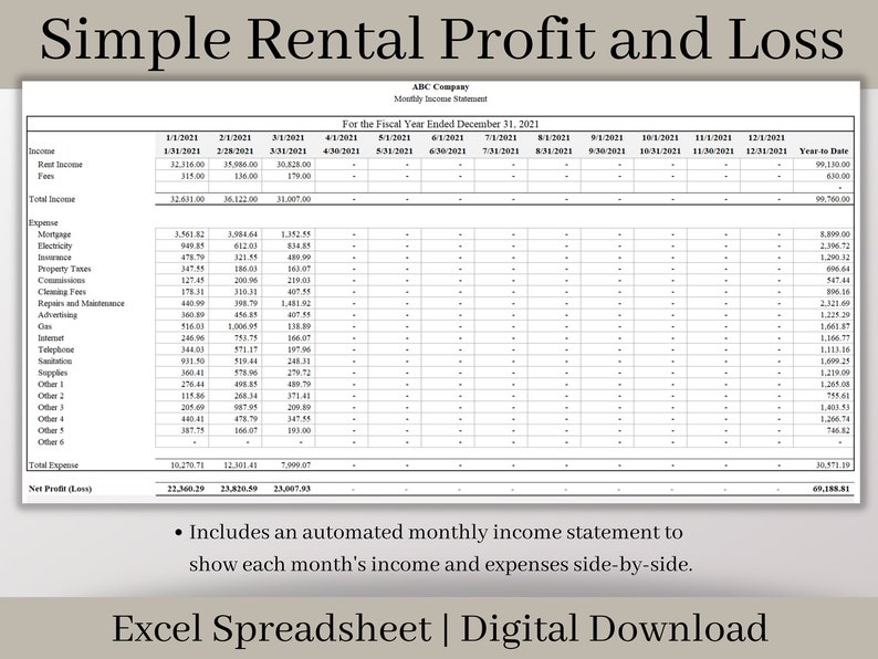 Rental Statement Spreadsheet and Bank Reconciliation Tool, Excel