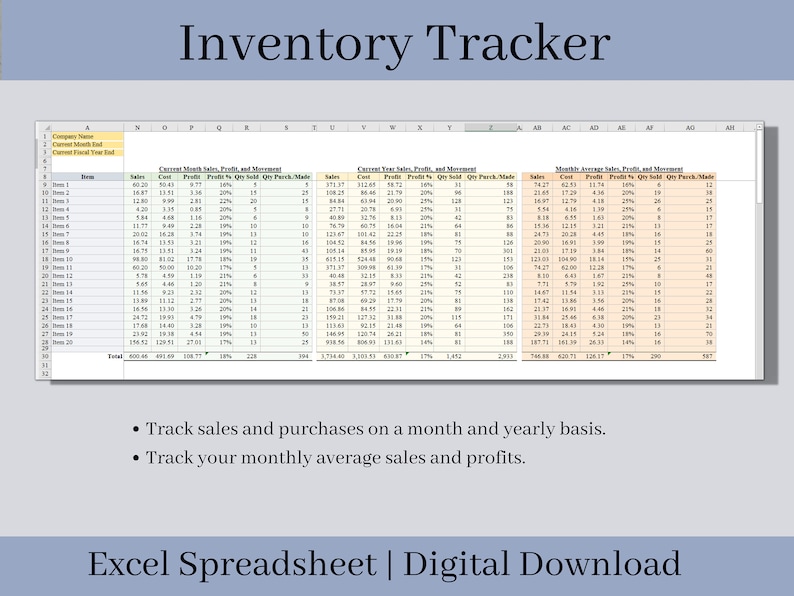 Inventory Tracker Inventory Management Spreadsheet Excel - Etsy