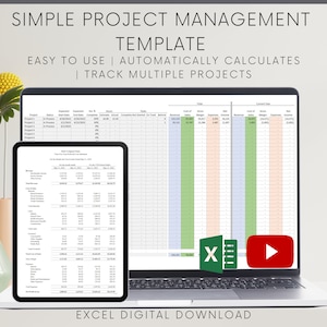 Efficient Project Management Template for Small Businesses: Excel Expense Tracker, Gantt Chart, Budgeting, and Bookkeeping Spreadsheet