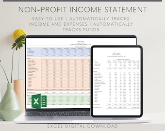 Modelo de Declaração de Renda sem Fins Lucrativos em Excel: Instituição de Caridade, Igreja, Arrecadação de Fundos (Download Digital)