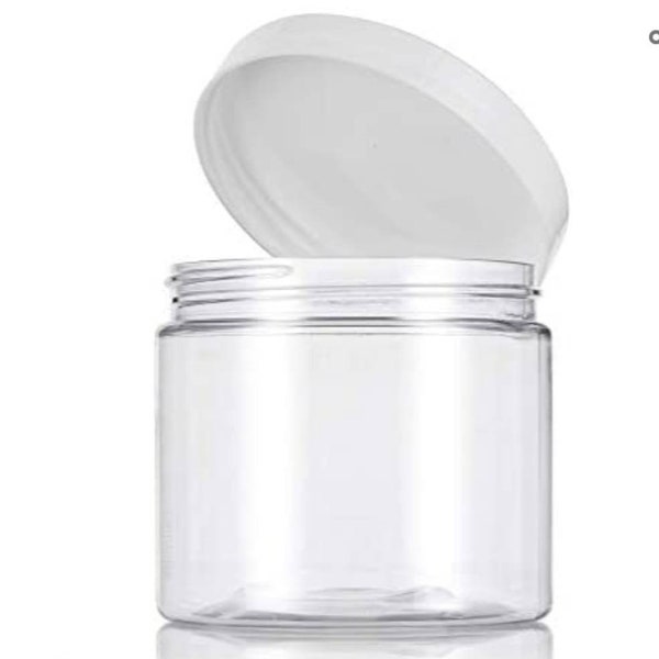 6oz PET Plastic Jars, BPA-Free, Empty Plastic Jar, Cosmetic Jar, Plastic Container, Cosmetic Container WHITE Lid