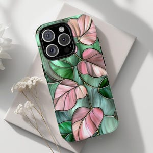 Stained Glass Phone Case Summer Phone Case Mosaic Phone Case Calladium  Phone Case iphone 16 15 14 13 12 11 X samsung s24 s23 s22 s21
