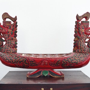 Big Antique Wooden Mancala Board Game Asian Dragon Kalaha Oware Sungka Game Vintage Home Decor Family Game Collectibles Folk Art Rare Finds