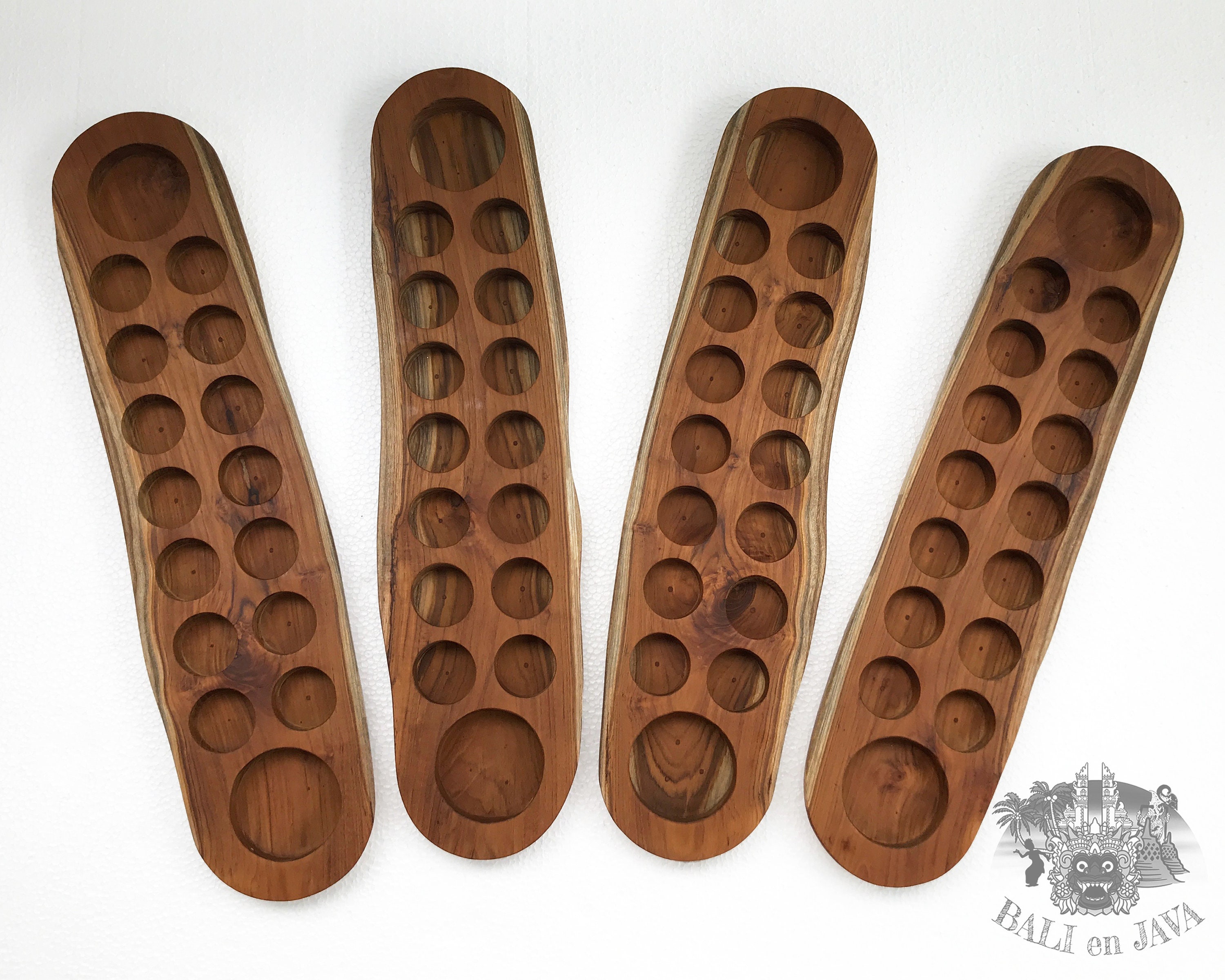 Large 7 Holes Wooden Teak Wood Mancala Board Game Natural Etsy