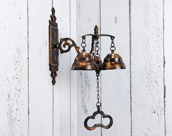 Timbre de puerta de latón para montaje en pared – Campana de bienvenida con acabado vintage para la puerta principal y el porche.