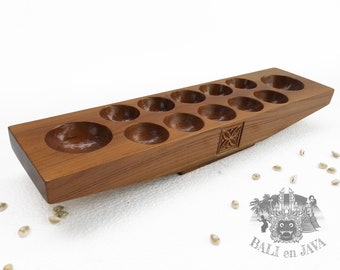 5 Holes Wooden Teak Wood Mancala Board Game Congkak Kalaha Oware Filipino Sungka Family Game Table Game Handmade Gift Educational Toys