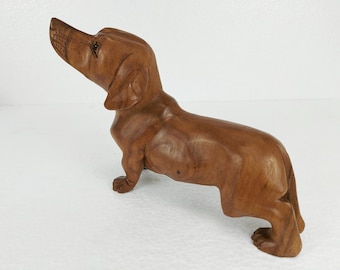 Wooden Dachshund Dog Statue, Wiener Dog, Sausage Dog, Weenie Puppy, Dog Figurine, Dog Sculpture, Home Decor, Dog Lover Gift, Christmas Gift