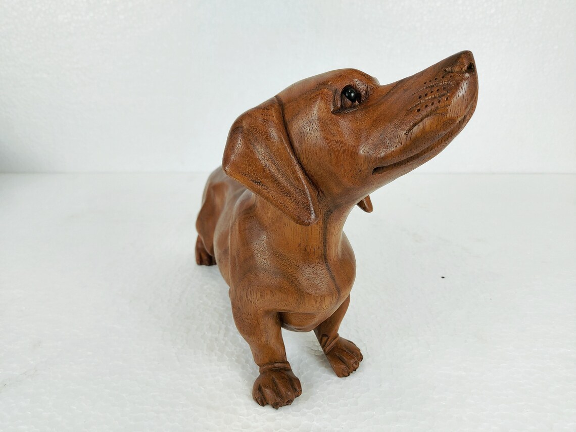 Wooden Daschund Dachshund Dog Statue Wooden Statue Wiener Weiner Dog