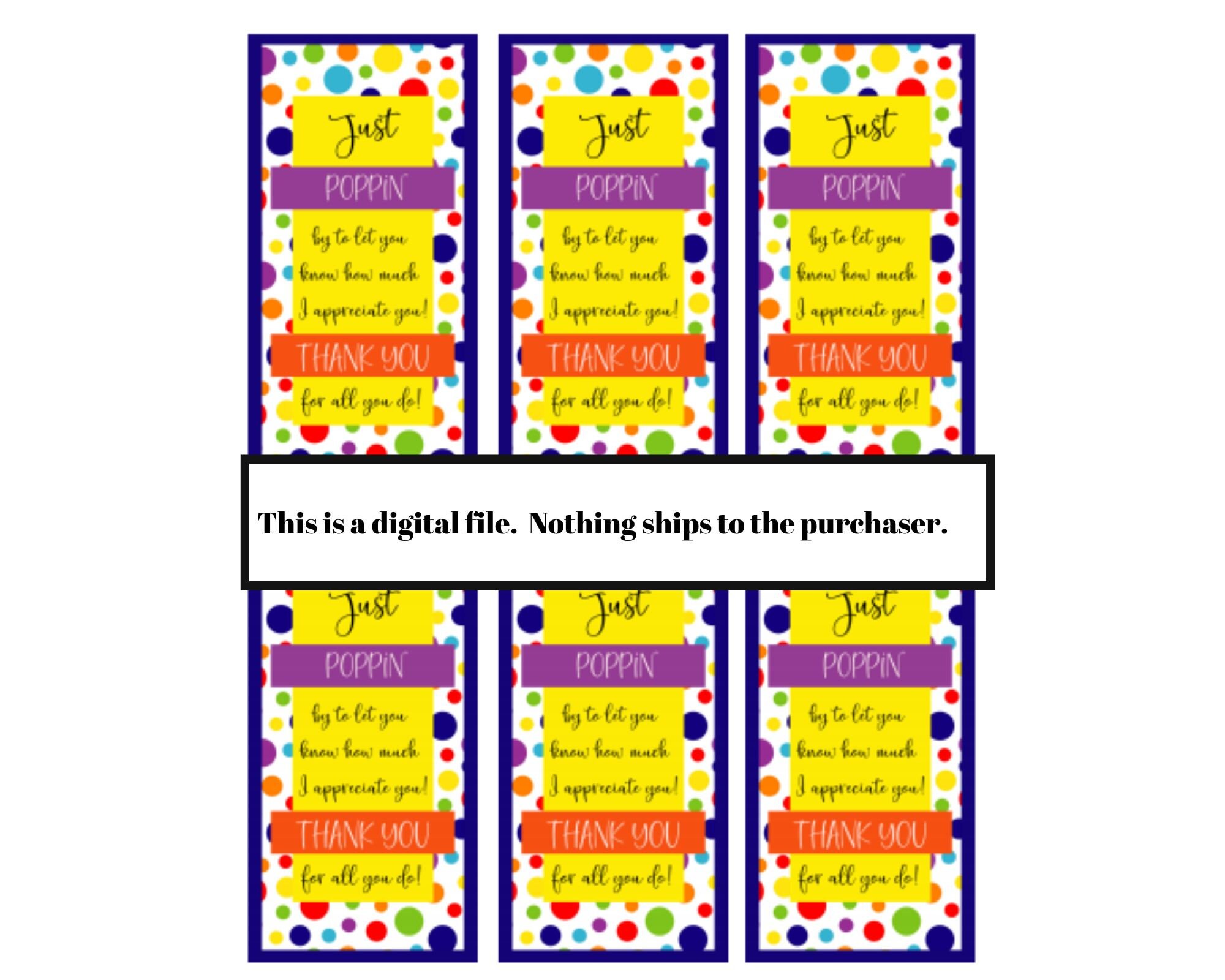 Popcorn Treat Printable Tags Thank You Candy Tags Thank - Etsy