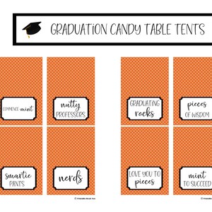 Orange Graduation Party Candy Bar Tent Signs Printable Digital Download ...