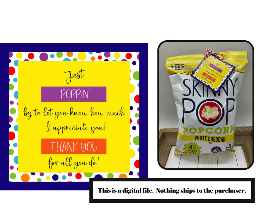 Popcorn Treat Printable Tags | Thank You Candy Tags | Thank You ...