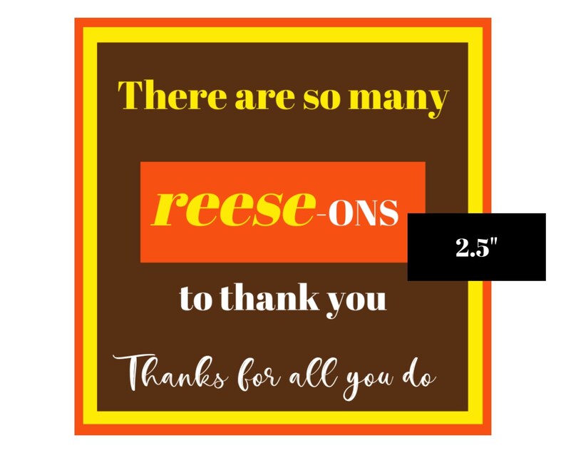 Reeses Candy Printable Tags Thank You Candy Tags Thank You Etsy