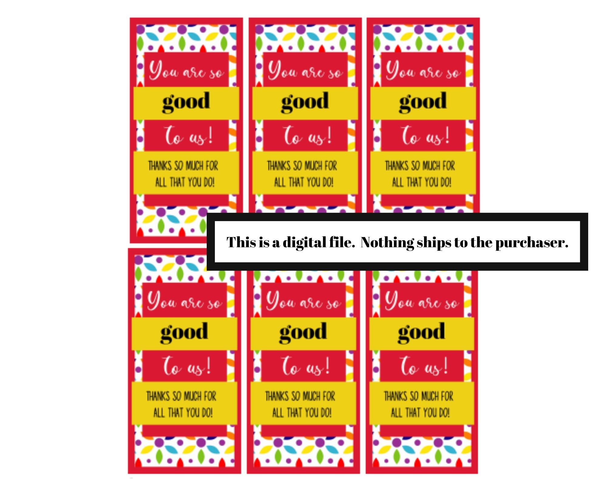 Candy Printable Tags Thank You Candy Tags Thank You - Etsy