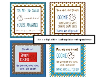 Etiquetas imprimibles de dulces de galletas / Etiquetas de galletas inteligentes / Gracias imprimibles / Etiqueta de dulces de agradecimiento / apreciación del maestro / agradecimiento de los empleados
