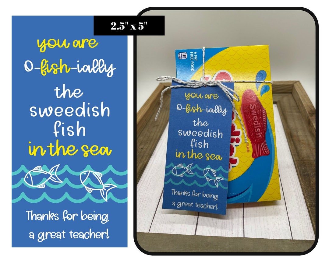 Sweedish Fish Candy Printable Tags Thank You Candy Tags - Etsy