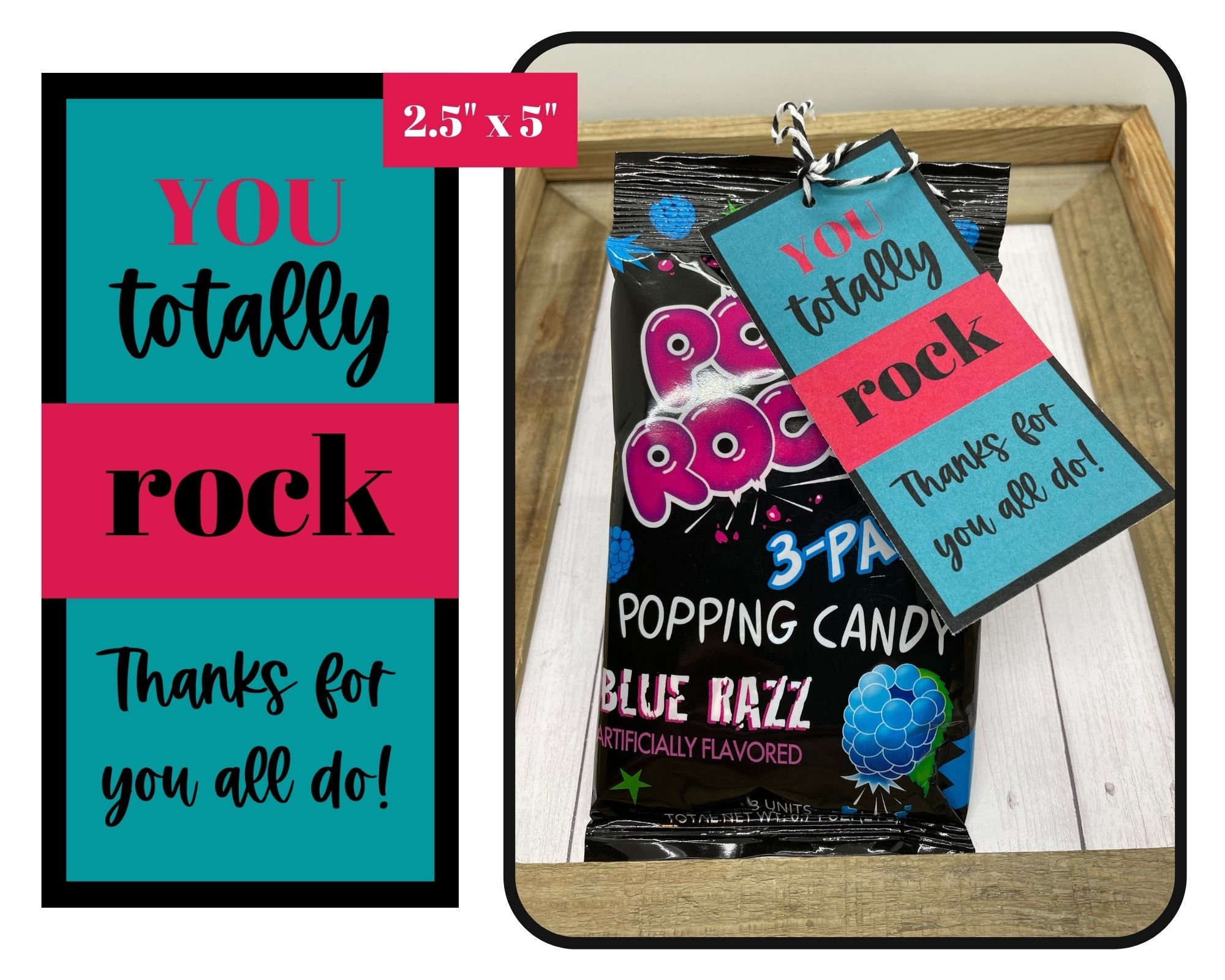 Pop Rocks Candy Printable Tags Thank You Candy Tags Thank Etsy