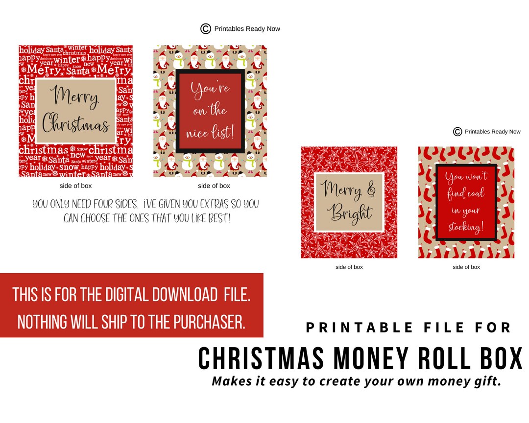 Christmas Money Roll Gift Printable Money Gift Ideas Christmas Gifts