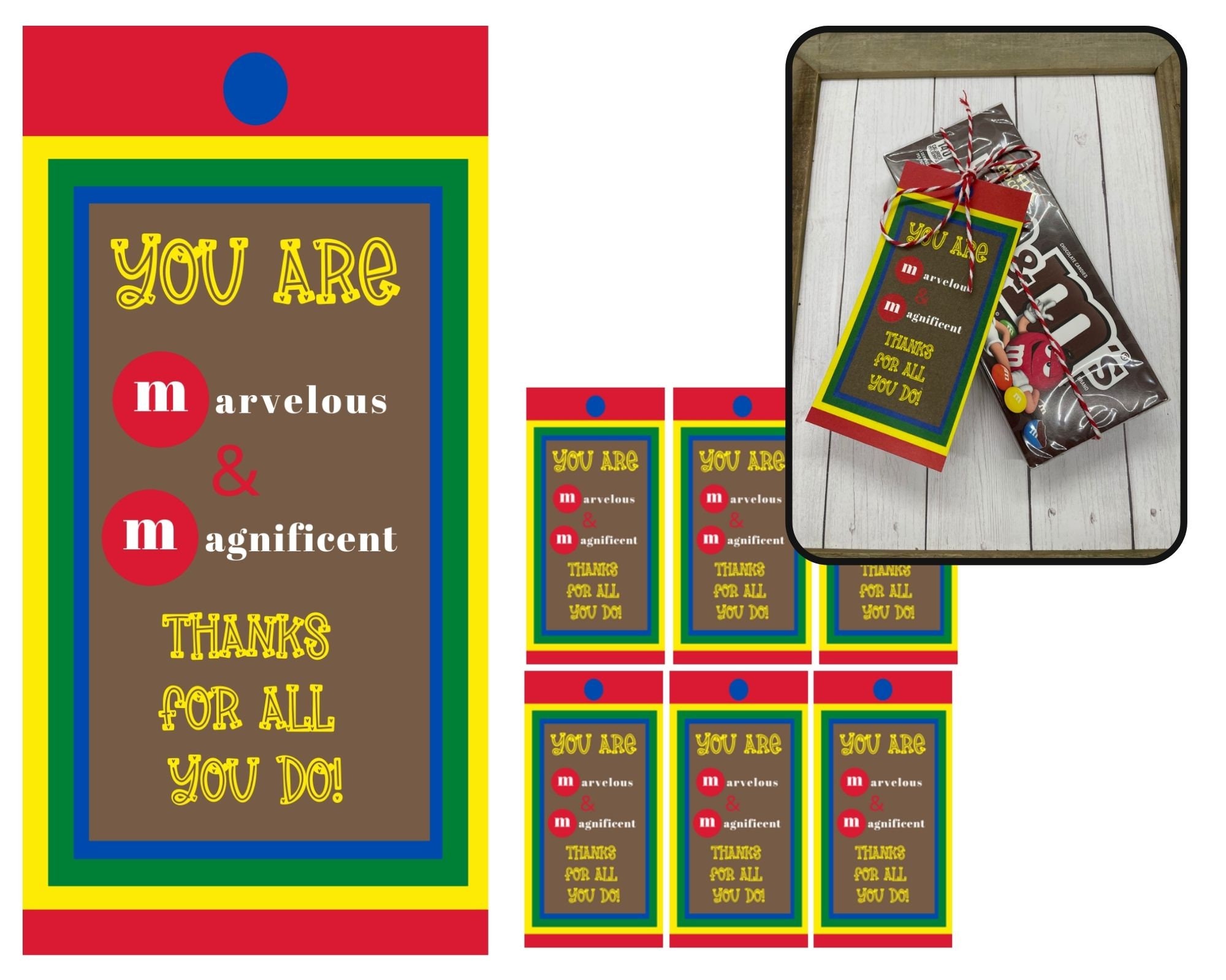 M&amp;M Candy Printable Tags Thank You Candy Tags Thank You - Etsy