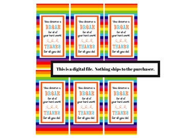 Etiquetas imprimibles de dulces / Etiquetas de dulces de agradecimiento / Gracias imprimibles / Etiqueta de dulces de agradecimiento / apreciación del maestro
