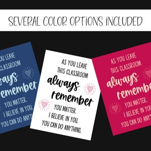 Classroom Door Poster | You Matter | I believe in You | You can do anything | Inspirational Poster | Classroom Bulletin Board