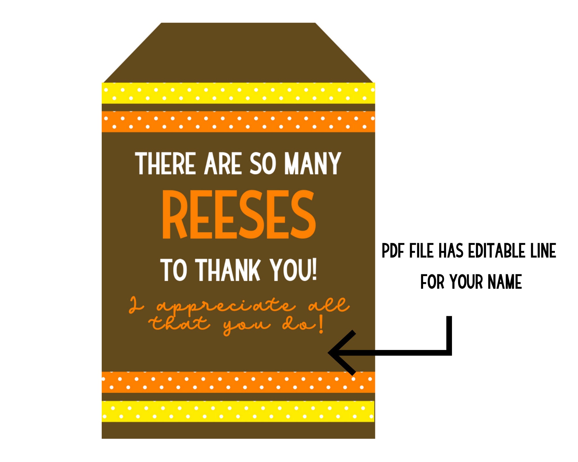 Reese's Candy Tag Printable Appreciation Tag Teacher - Etsy