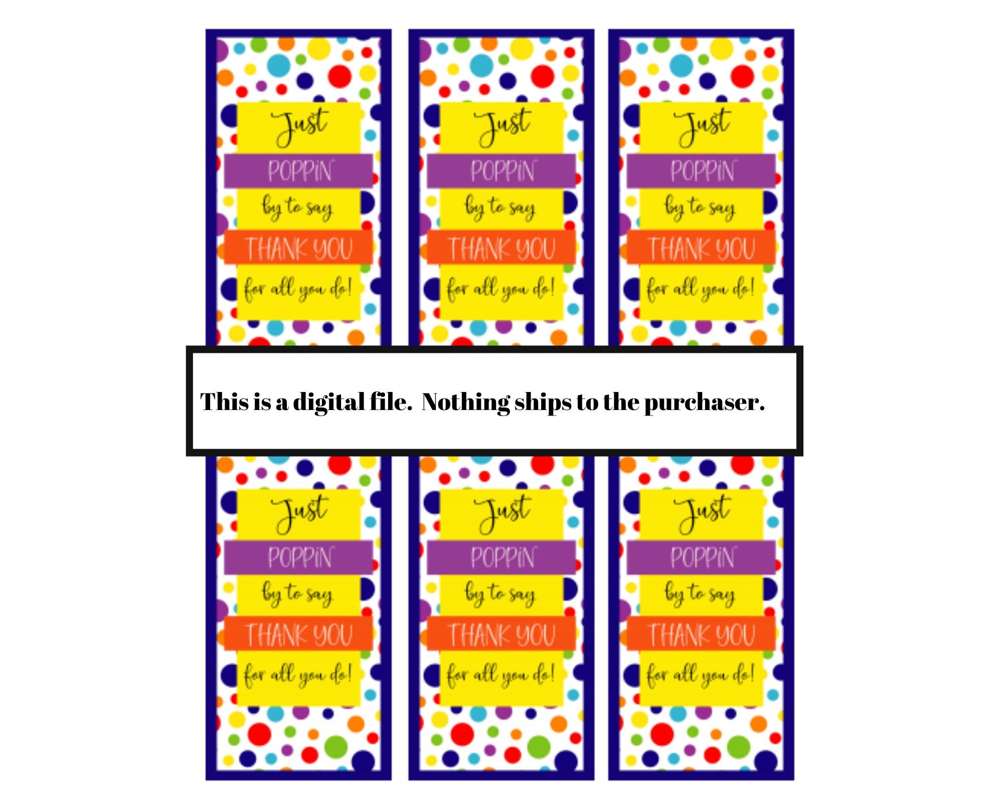 Popcorn Treat Printable Tags Thank You Candy Tags Thank - Etsy