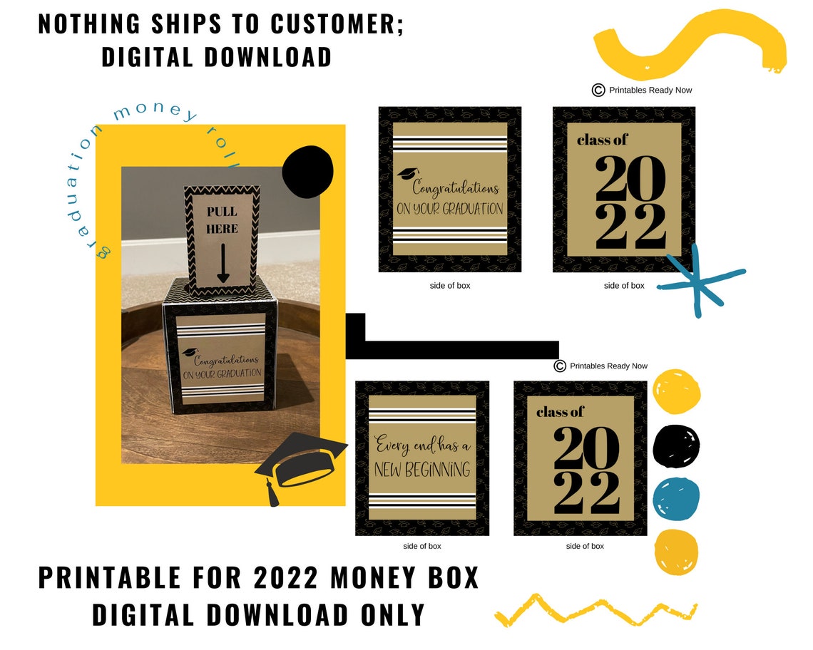 Graduation Money Box Printable Money Gift Ideas Graduation Etsy