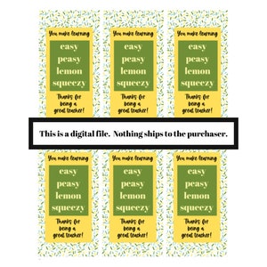 Lemon Candy Printable Tags | Thank You Candy tags | Thank You printable |  Appreciation candy tag | teacher appreciation