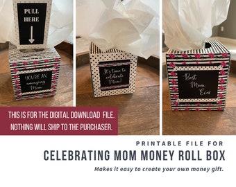 Regalo de rollo de dinero de mamá imprimible / Ideas de regalos de dinero / Regalos de cumpleaños / Día de la Madre / Felicitaciones Regalo de mamá / Caja de dinero de tejido