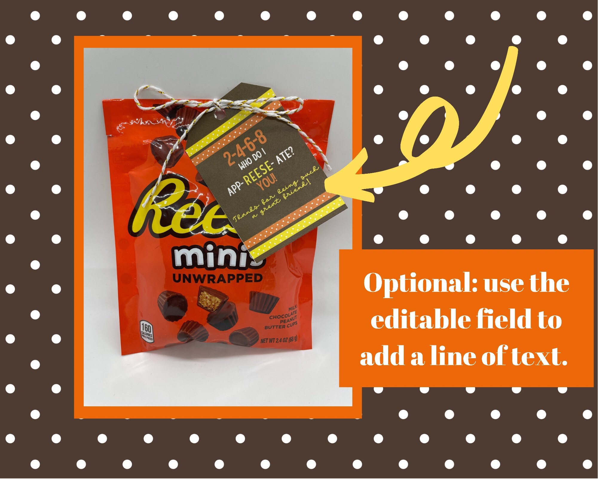 Reese's Candy Printable Tag Appreciation Tag Thank You - Etsy España
