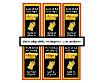 Etiquetas imprimibles de chips / Etiquetas de dulces de agradecimiento / Gracias imprimibles / Etiqueta de dulces de agradecimiento / agradecimiento al maestro