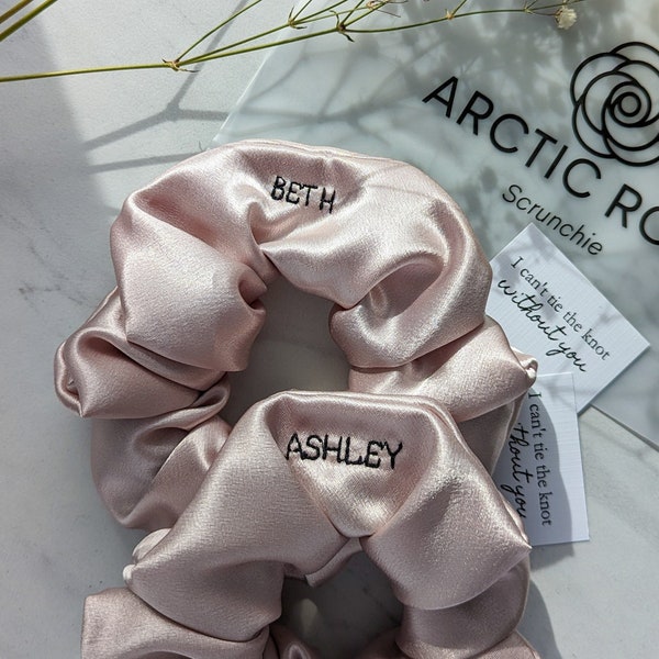 Personalized Scrunchie | Be My Bridesmaid | Bridesmaids Gifts | Custom Maid of Honor Gift | Bridesmaid Proposal Box | Blush Pink Scrunchie