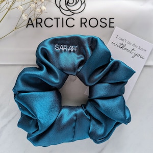 Personalized Scrunchie | Will You Be My Bridesmaid Gifts | Custom Bridesmaids Scrunchies | Bridesmaid Proposal Box | Emerald Scrunchie
